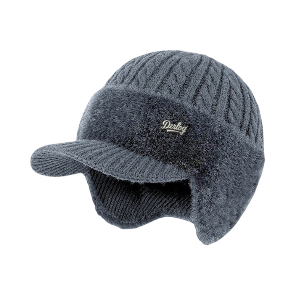 Gorro de invierno tipo trapper con orejeras de punto