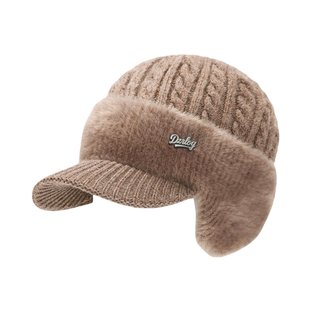 Gorro de invierno tipo trapper con orejeras de punto