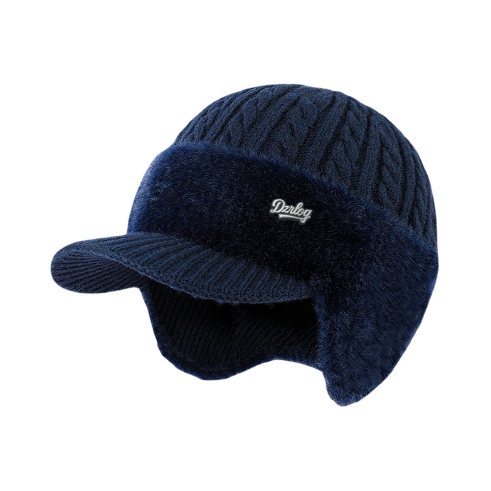 Gorro de invierno tipo trapper con orejeras de punto