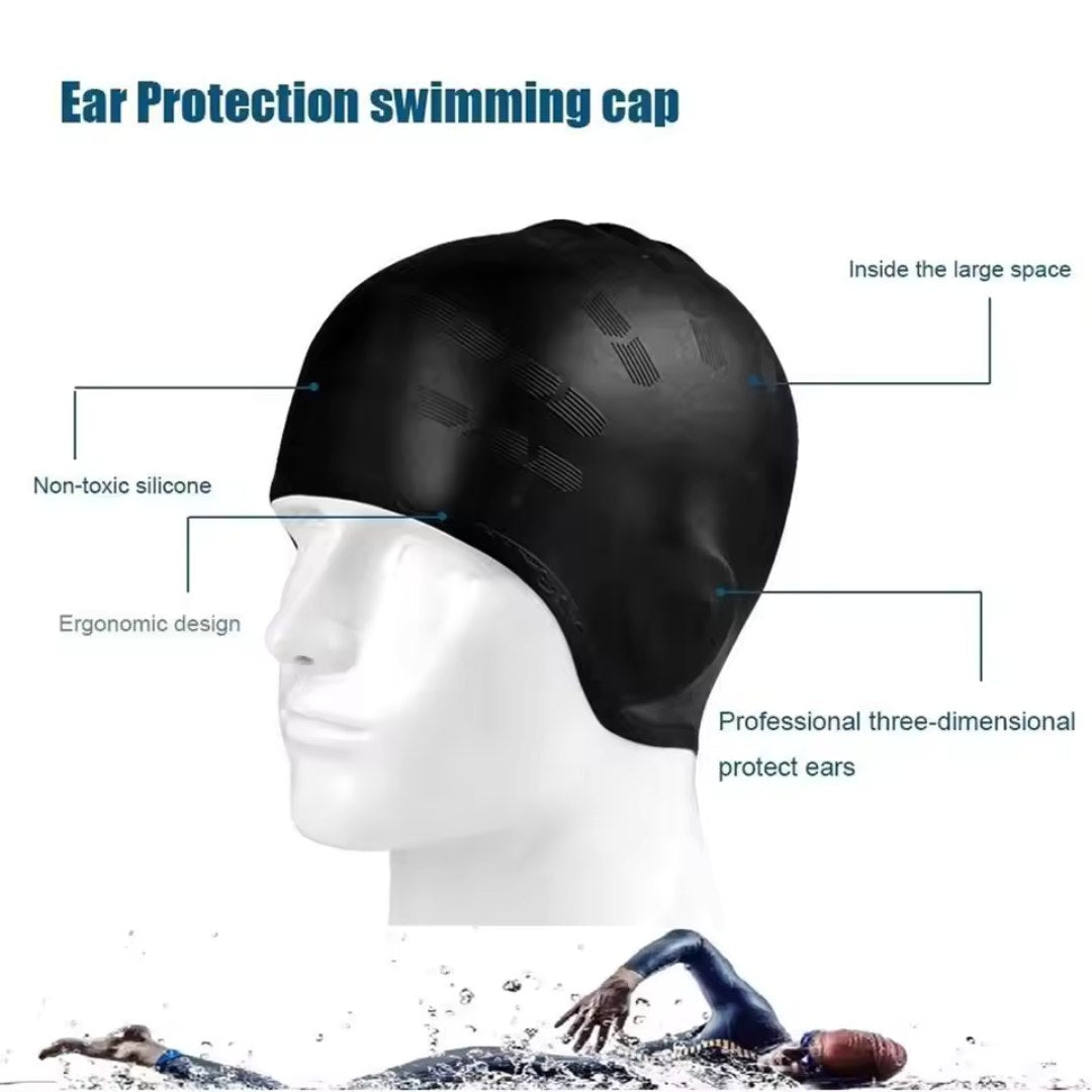 Gorro de natación de silicona con protección para las orejas HydroFit