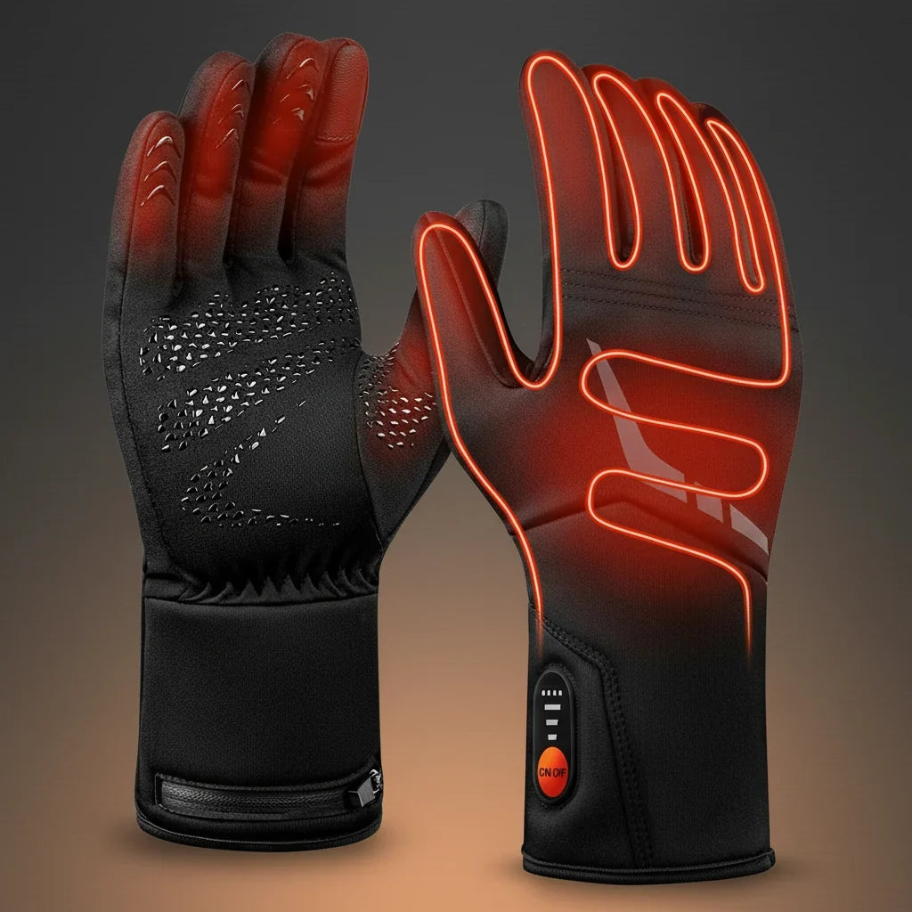 Guantes calefactables con batería, impermeables y táctiles para invierno