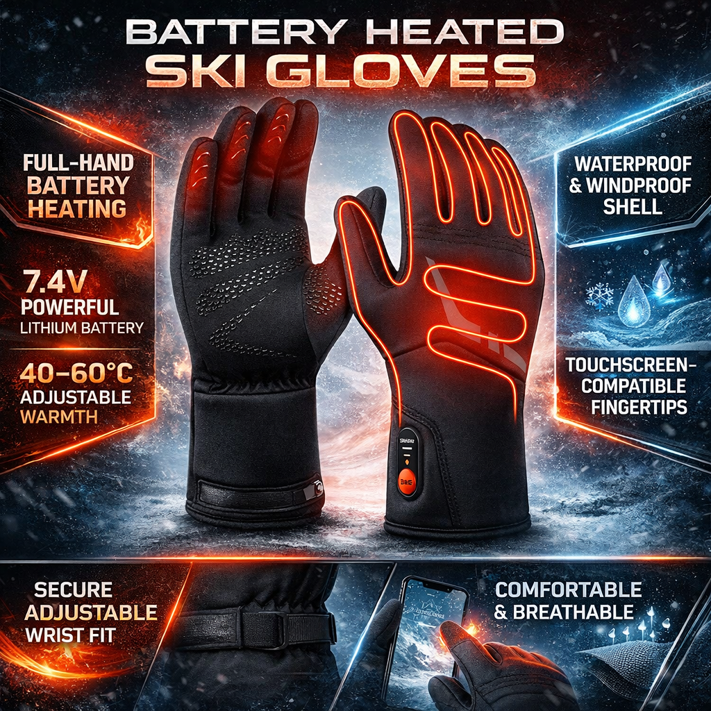 Guantes calefactables con batería, impermeables y táctiles para invierno