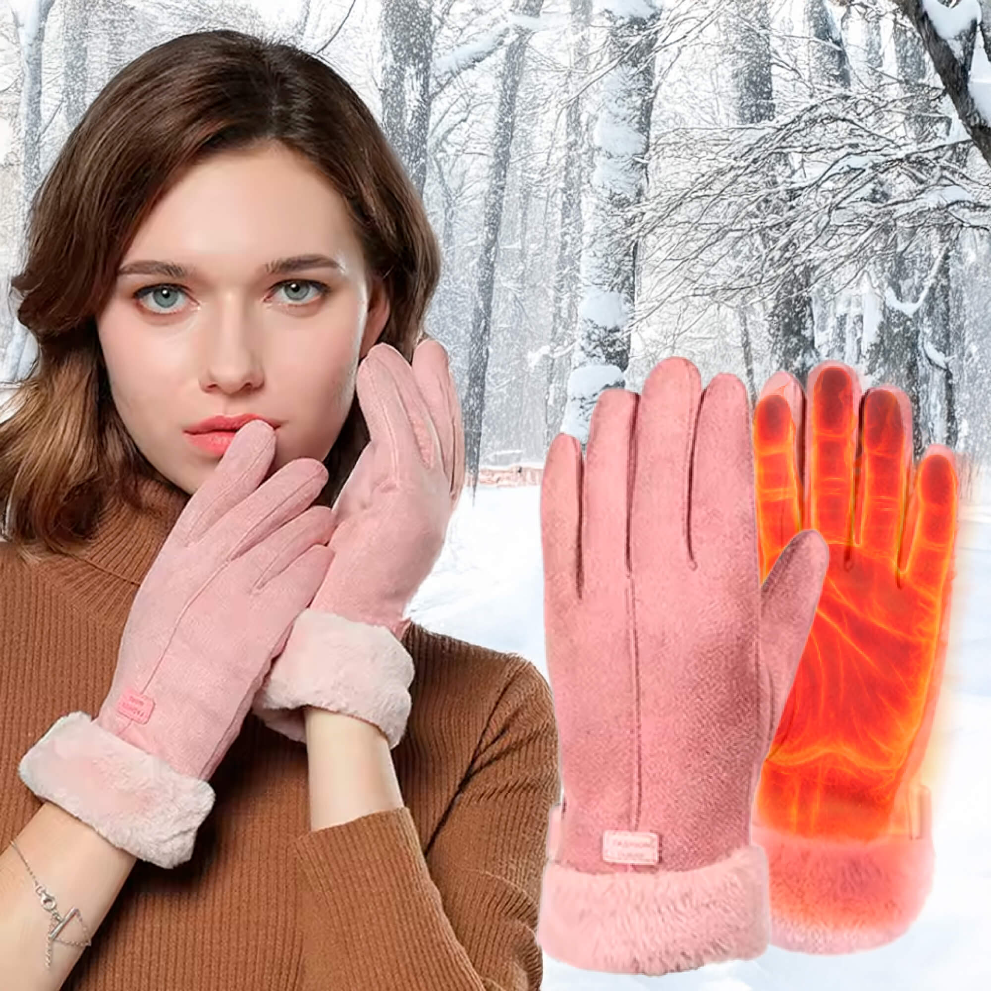 Guantes calefactables para mujer con pantalla táctil y recarga USB