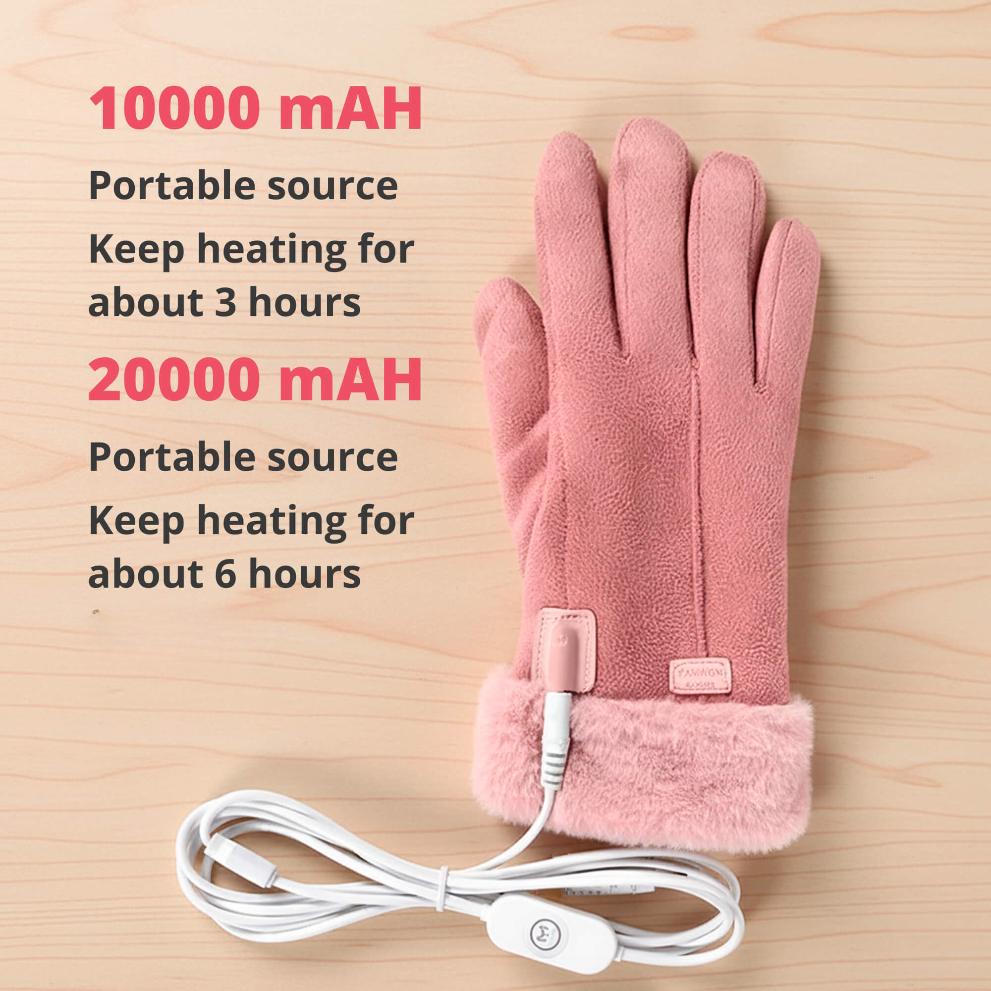 Guantes calefactables para mujer con pantalla táctil y recarga USB