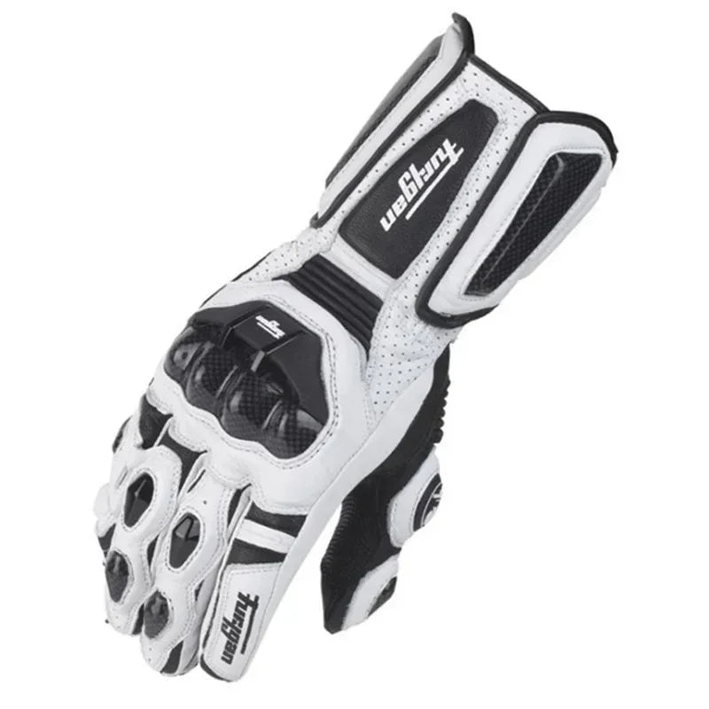 Guantes de moto RidePro Carbon resistentes al viento y agua con protectores de cuero auténtico