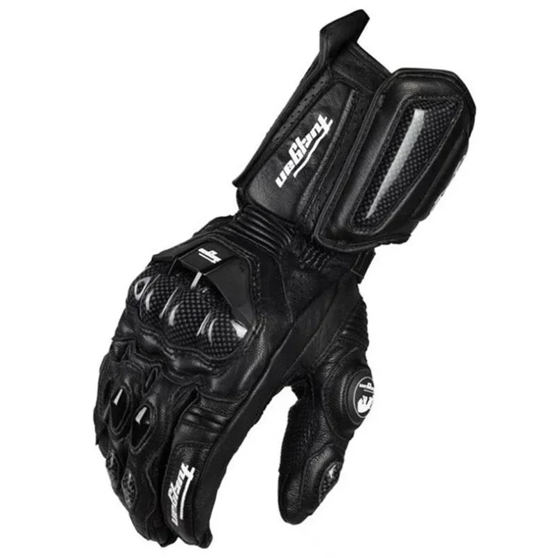 Guantes de moto RidePro Carbon resistentes al viento y agua con protectores de cuero auténtico