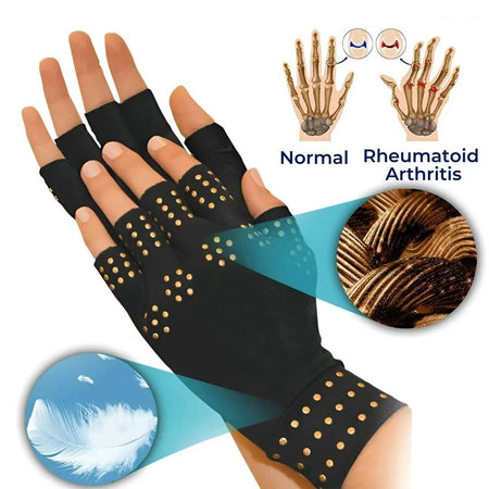 Guantes sin dedos ThermaFlex para artritis con compresión magnética