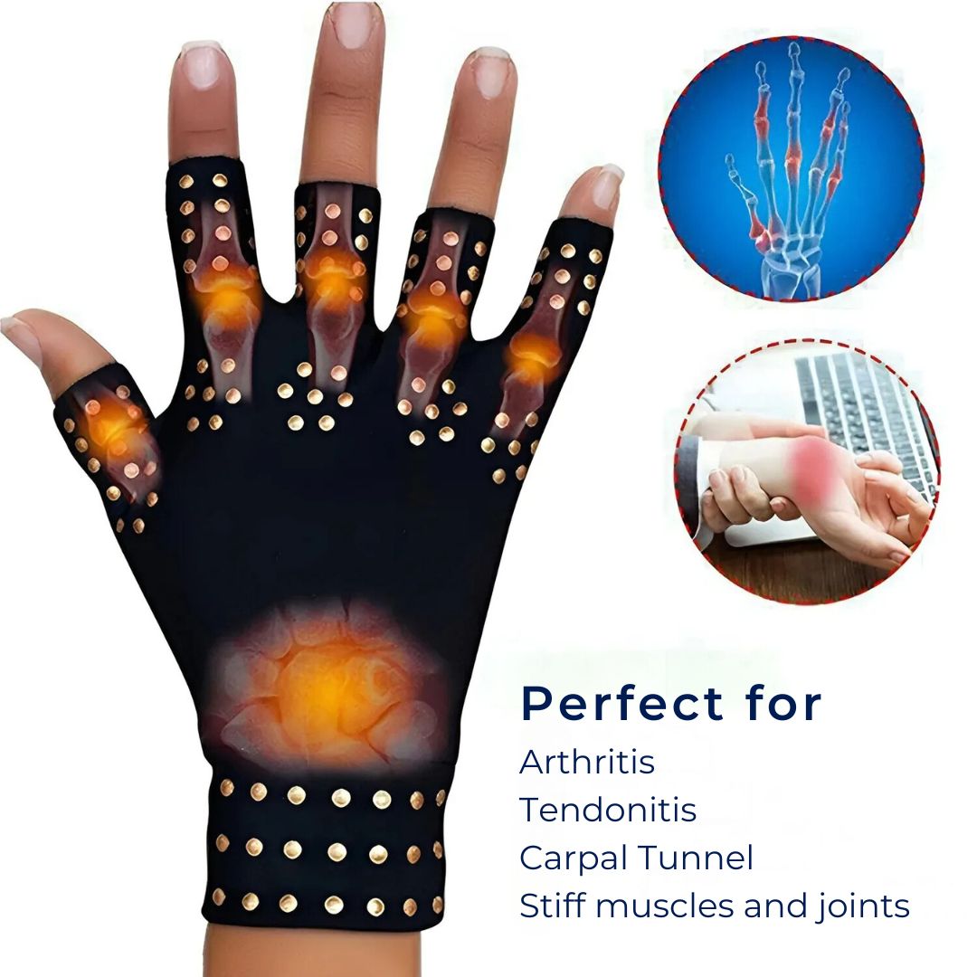 Guantes sin dedos ThermaFlex para artritis con compresión magnética