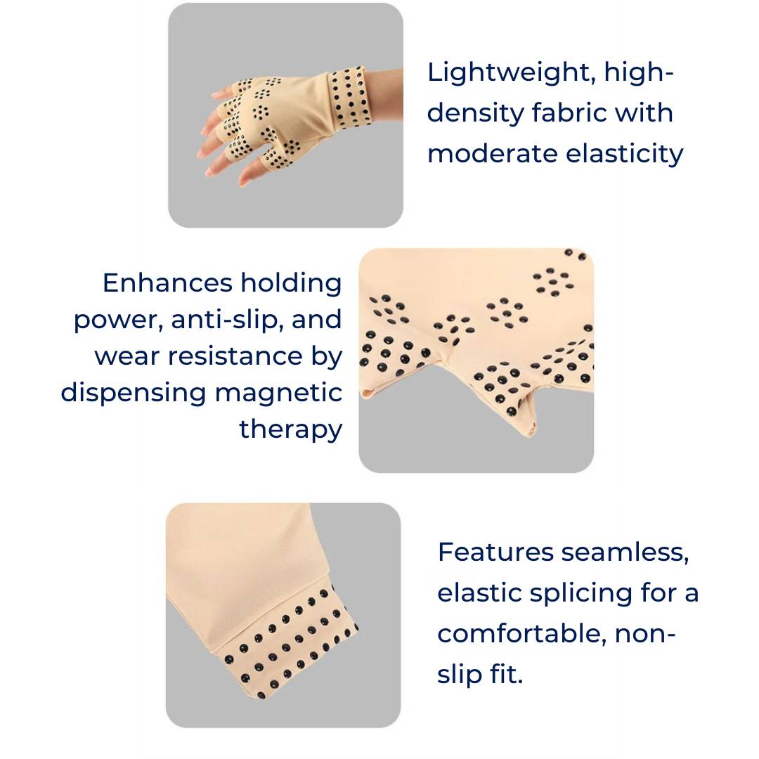 Guantes sin dedos ThermaFlex para artritis con compresión magnética