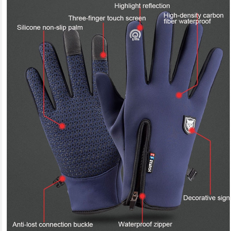 Guantes térmicos impermeables para invierno con capacidad táctil