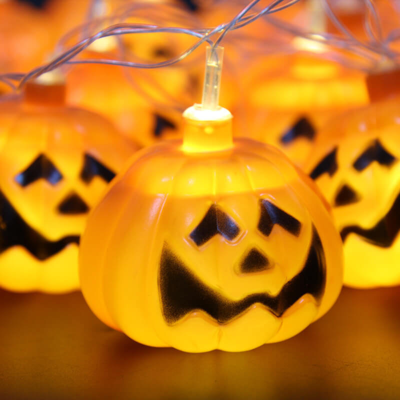Guirnalda LED de calabazas de Halloween con linternas de calabaza talladas de plástico para fiestas, jardín y dormitorio