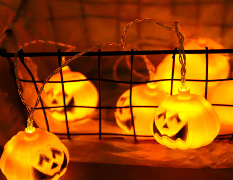 Guirnalda LED de calabazas de Halloween con linternas de calabaza talladas de plástico para fiestas, jardín y dormitorio
