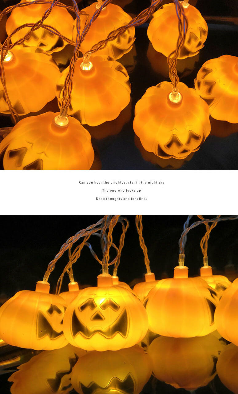 Guirnalda LED de calabazas de Halloween con linternas de calabaza talladas de plástico para fiestas, jardín y dormitorio