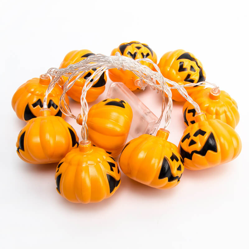 Guirnalda LED de calabazas de Halloween con linternas de calabaza talladas de plástico para fiestas, jardín y dormitorio