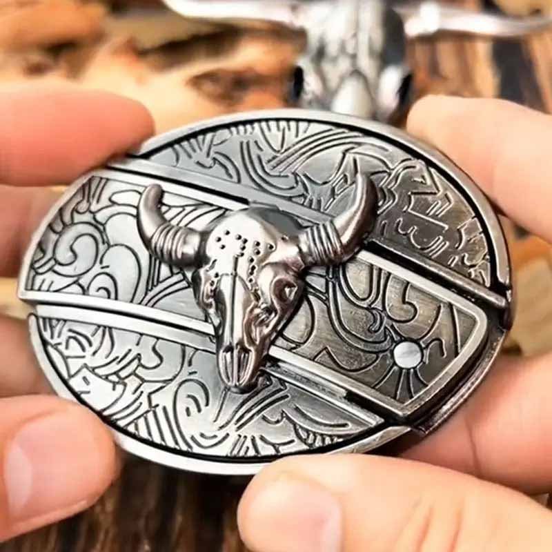 Hebilla de cinturón ovalada de metal estilo cowboy