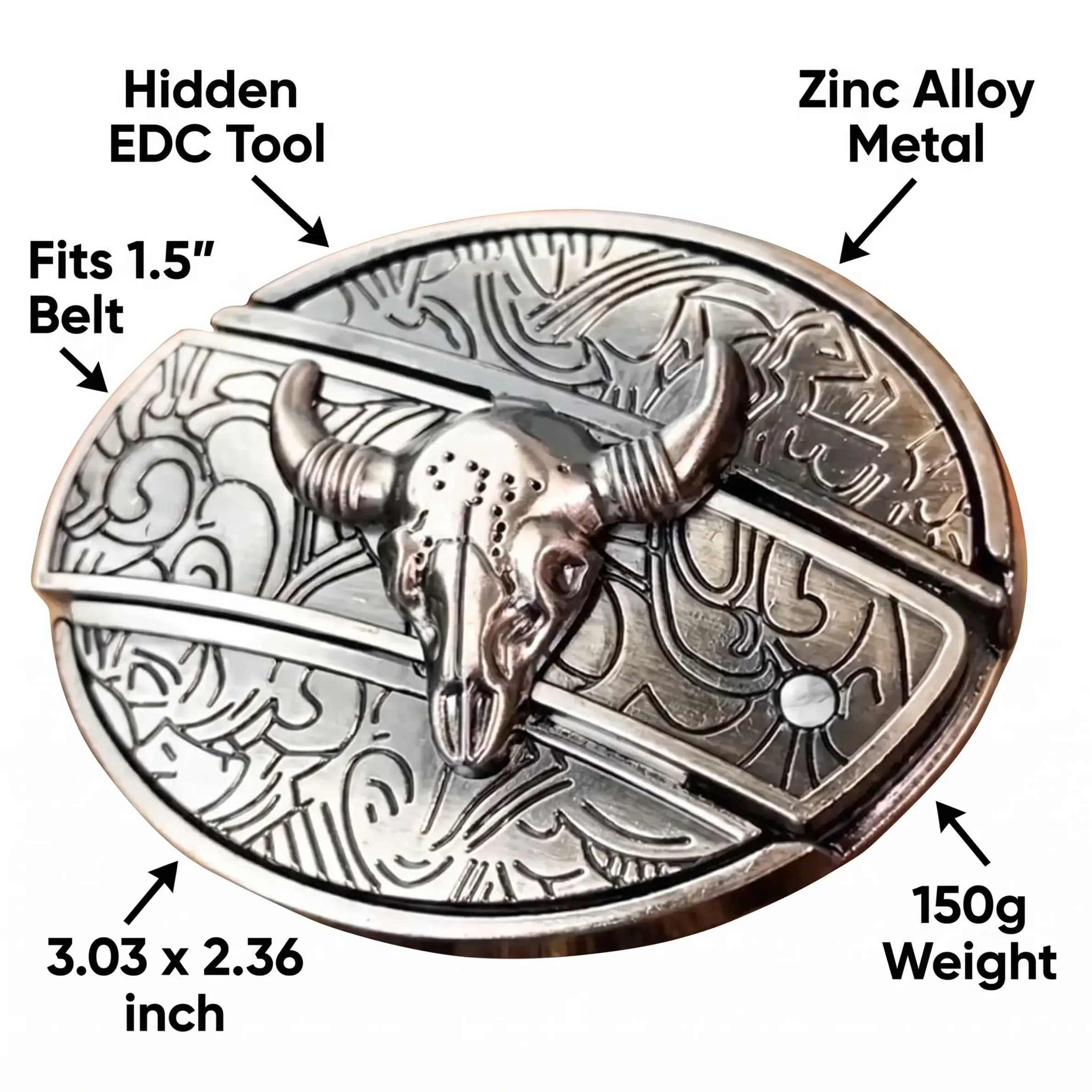 Hebilla de cinturón ovalada de metal estilo cowboy