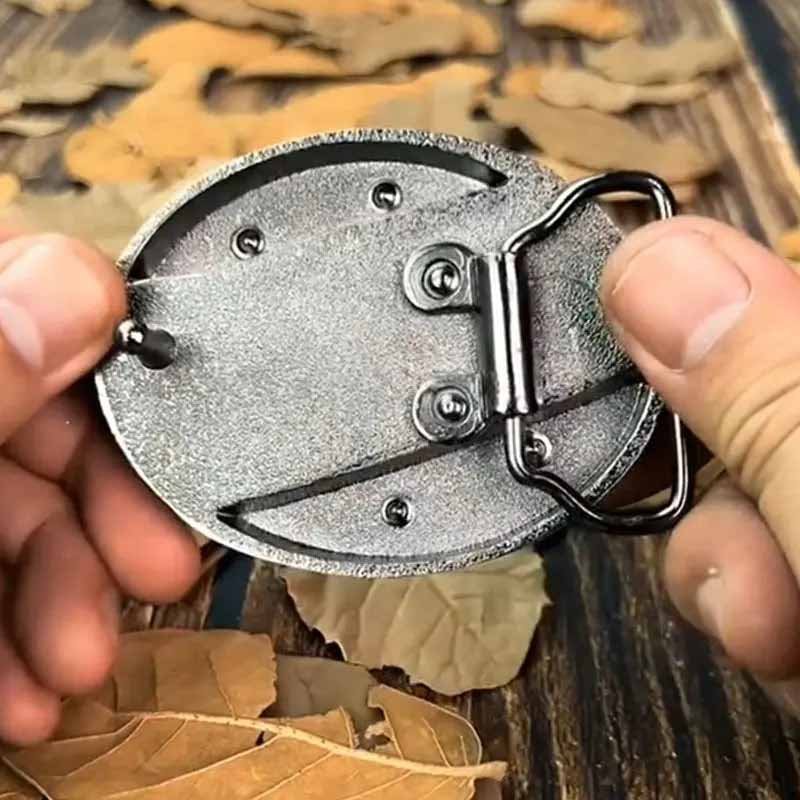 Hebilla de cinturón ovalada de metal estilo cowboy