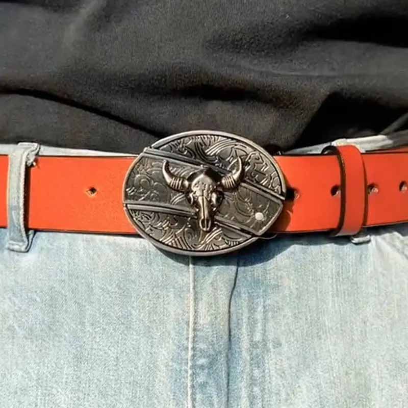 Hebilla de cinturón ovalada de metal estilo cowboy