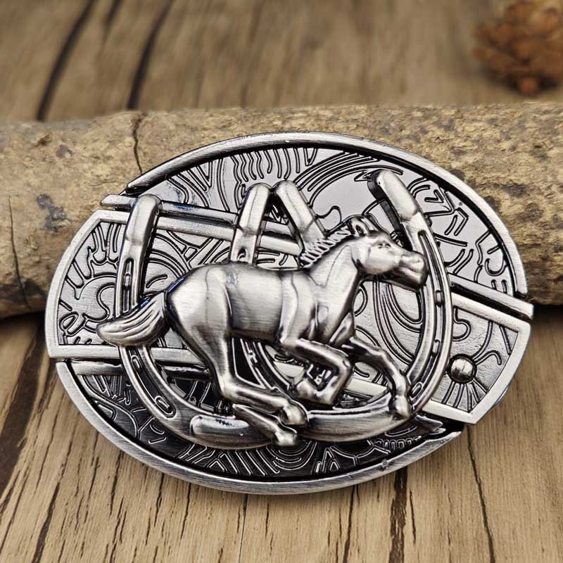 Hebilla de cinturón ovalada de metal estilo cowboy