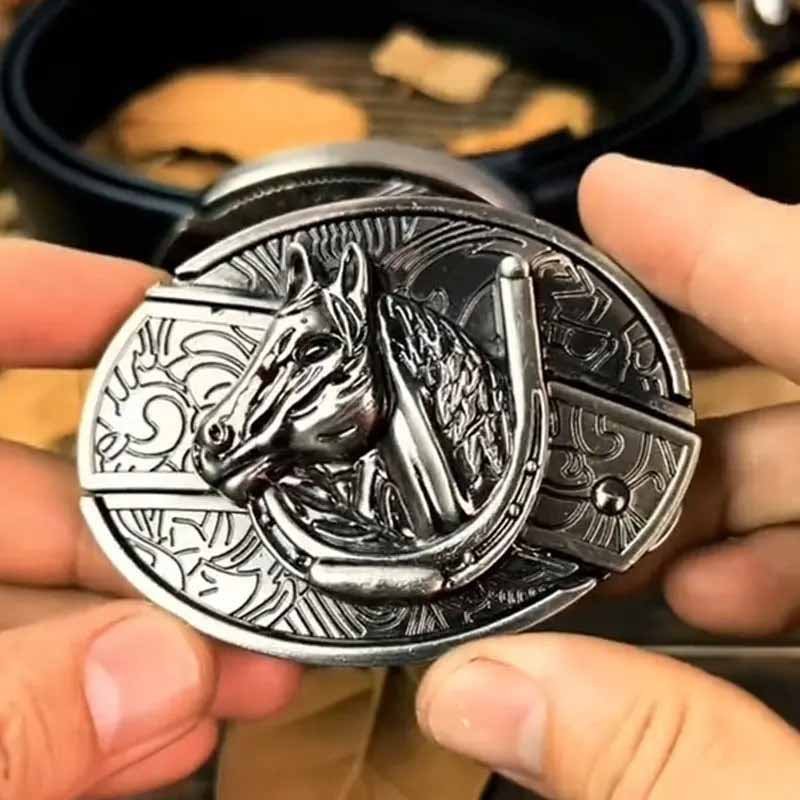 Hebilla de cinturón ovalada de metal estilo cowboy