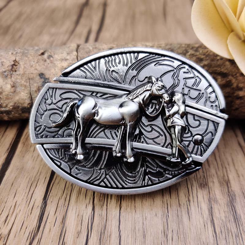 Hebilla de cinturón ovalada de metal estilo cowboy