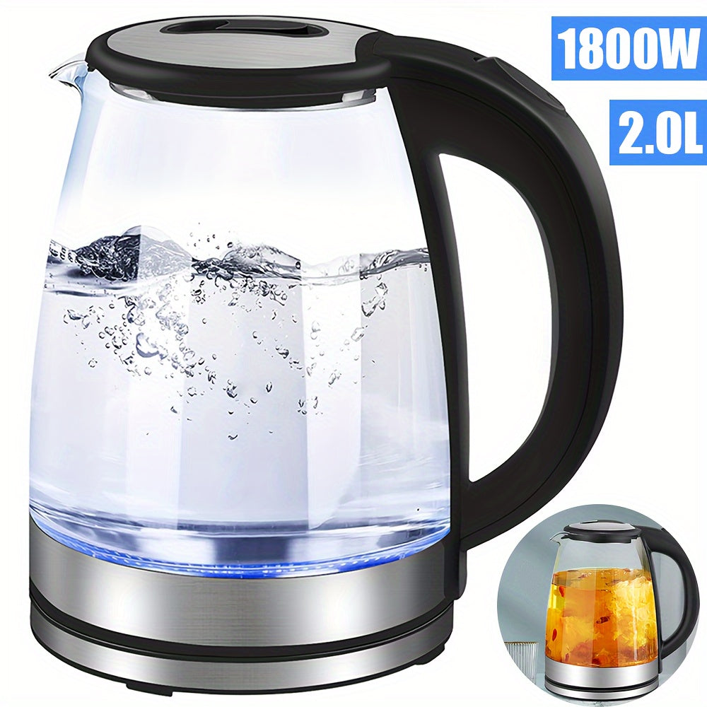 Hervidor eléctrico de cristal: ebullición rápida 2 l, LED, apagado automático