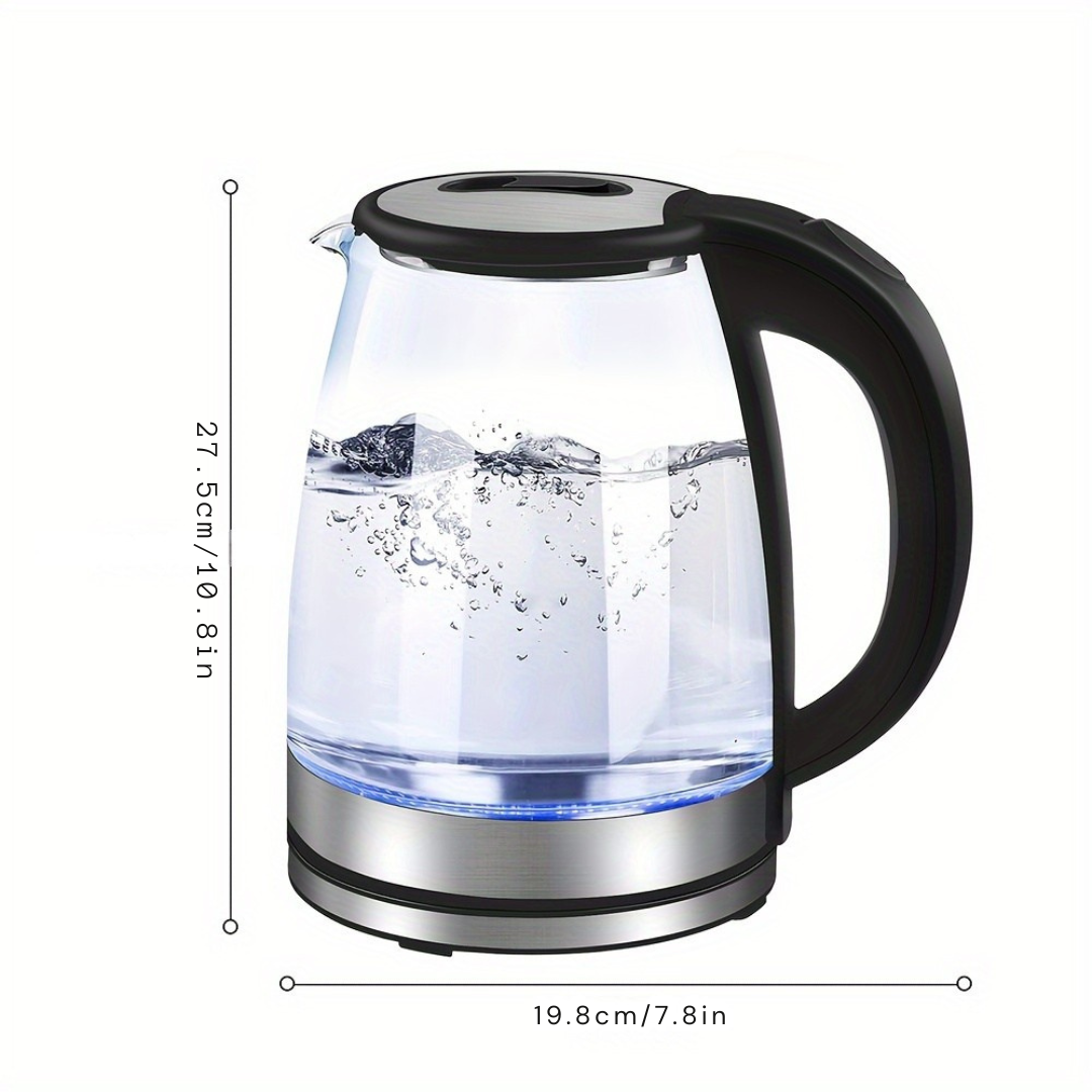 Hervidor eléctrico de cristal: ebullición rápida 2 l, LED, apagado automático
