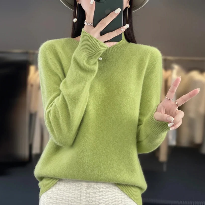 Jersey de cachemir de cuello redondo para mujer - Estilo pullover