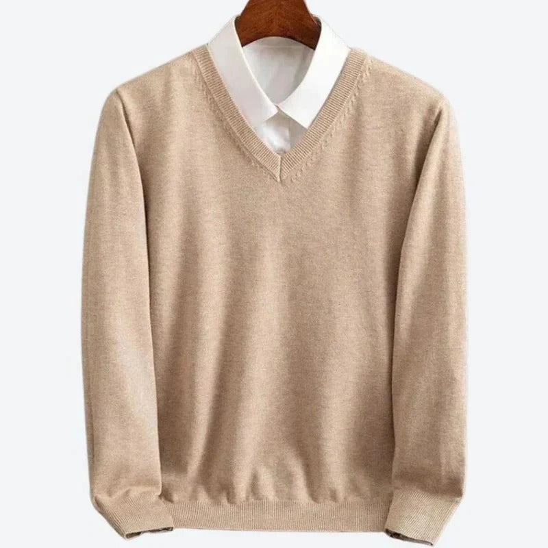 Jersey de cachemir para hombre con cuello redondo