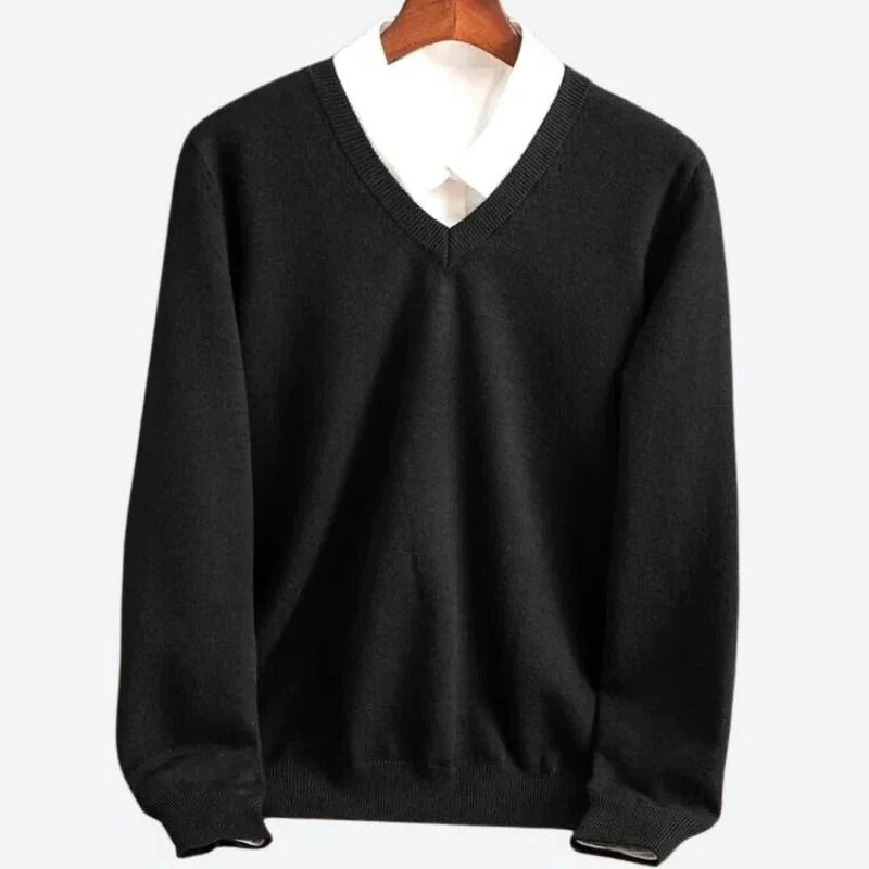 Jersey de cachemir para hombre con cuello redondo