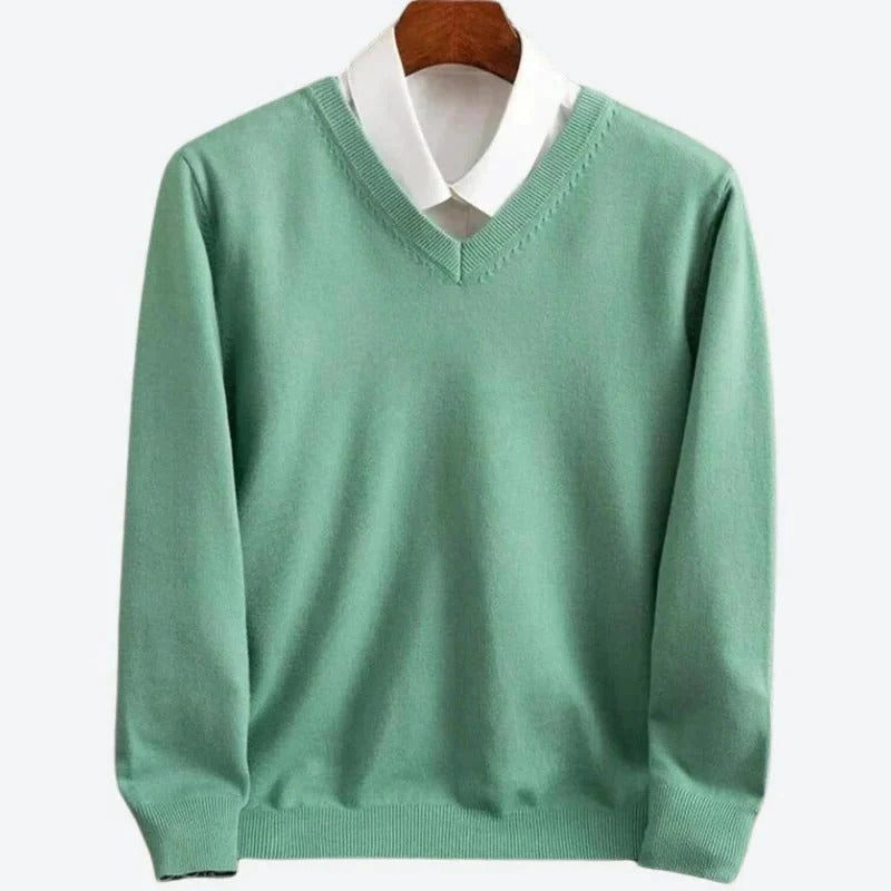 Jersey de cachemir para hombre con cuello redondo