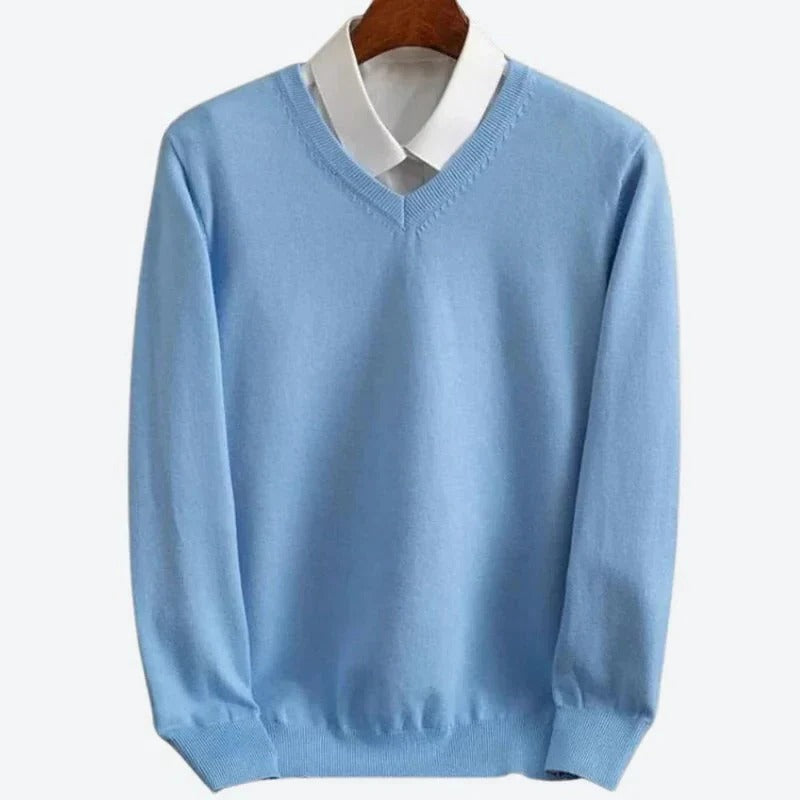 Jersey de cachemir para hombre con cuello redondo