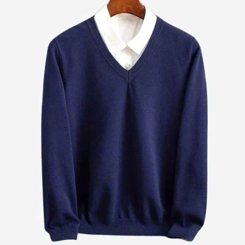 Jersey de cachemir para hombre con cuello redondo