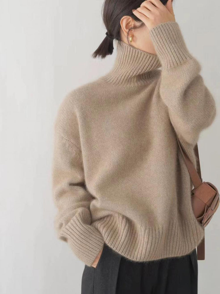Jersey de cuello alto de cachemir para mujer