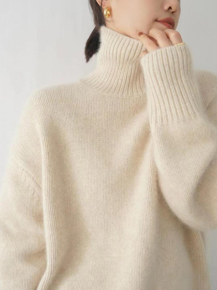 Jersey de cuello alto de cachemir para mujer