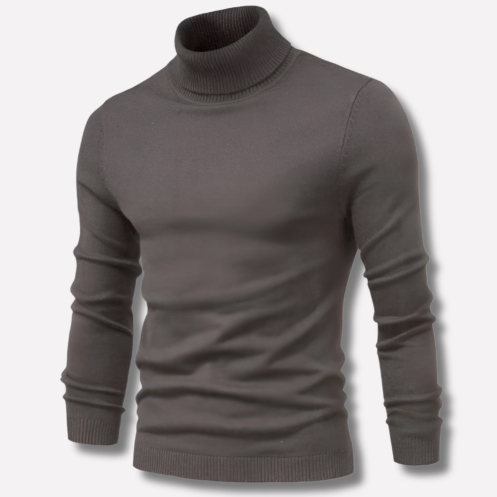 Jersey de cuello alto de lana merino acanalada para hombre