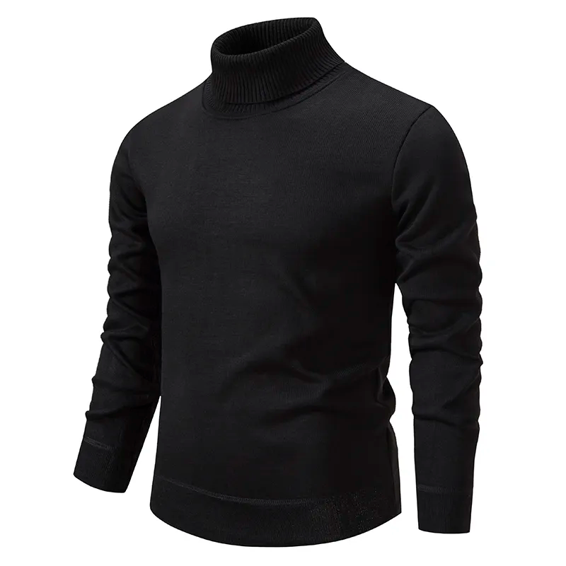 Jersey de cuello alto de lana merino acanalada para hombre