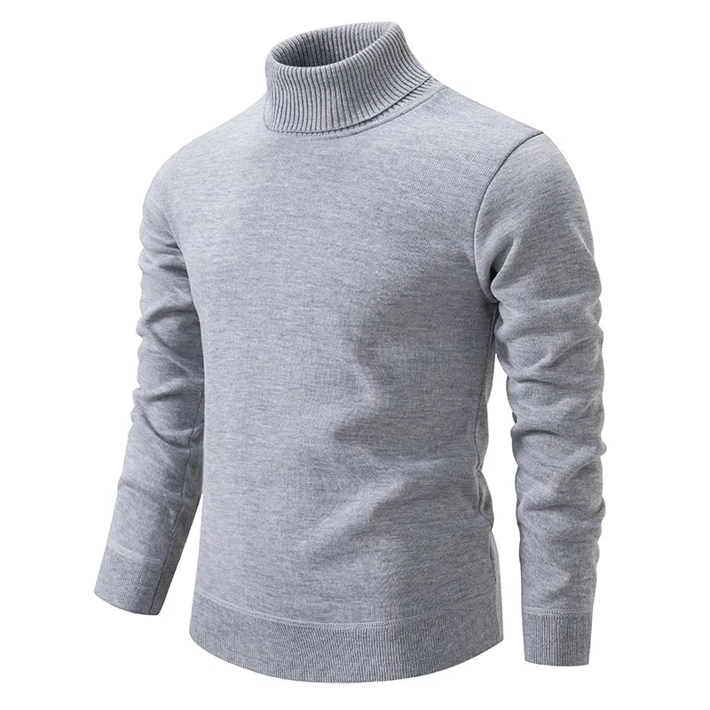Jersey de cuello alto de lana merino acanalada para hombre