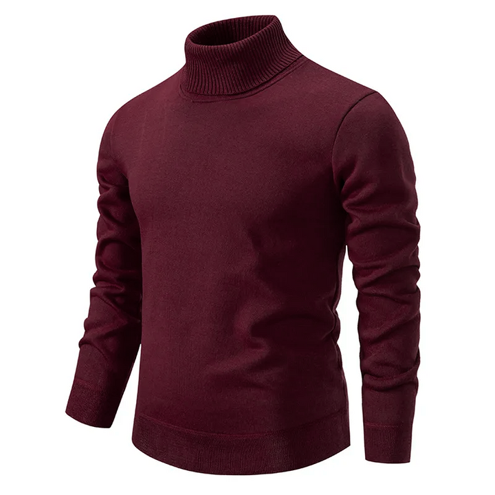 Jersey de cuello alto de lana merino acanalada para hombre