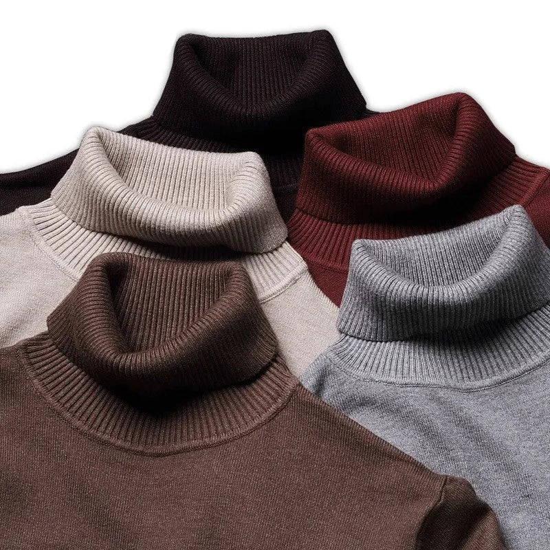 Jersey de cuello alto de lana merino acanalada para hombre