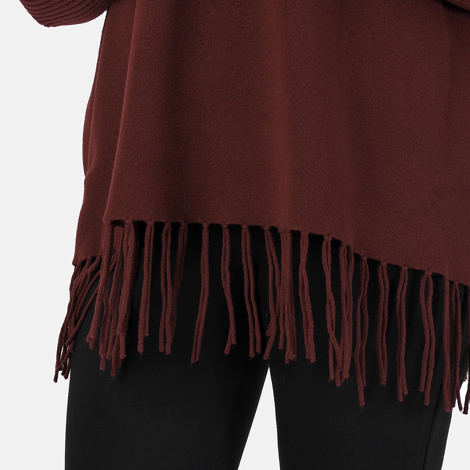 Jersey de punto con cuello vuelto y flecos Mudflower para mujer