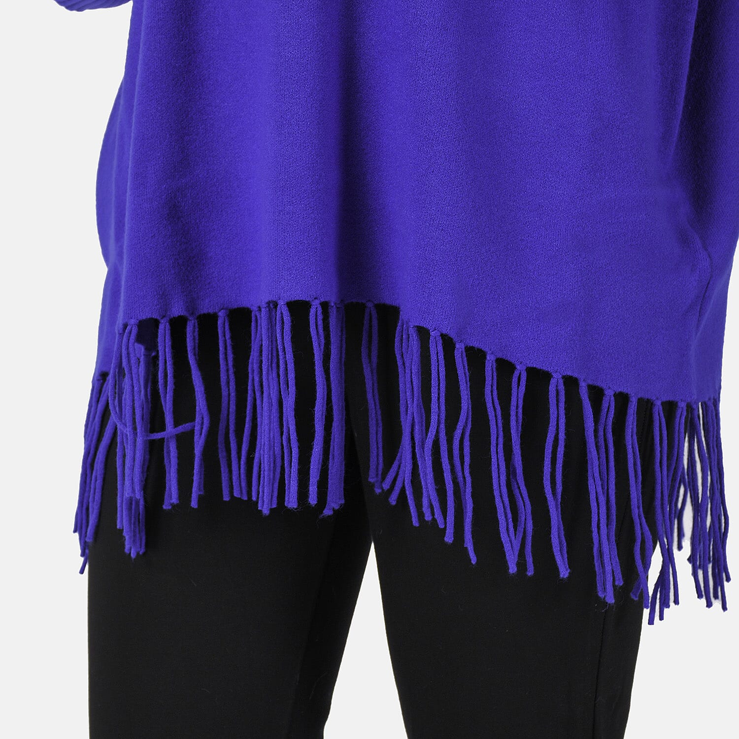 Jersey de punto con cuello vuelto y flecos Mudflower para mujer