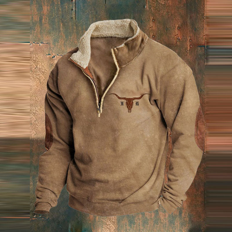 Jersey de punto con media cremallera y estampado para hombre