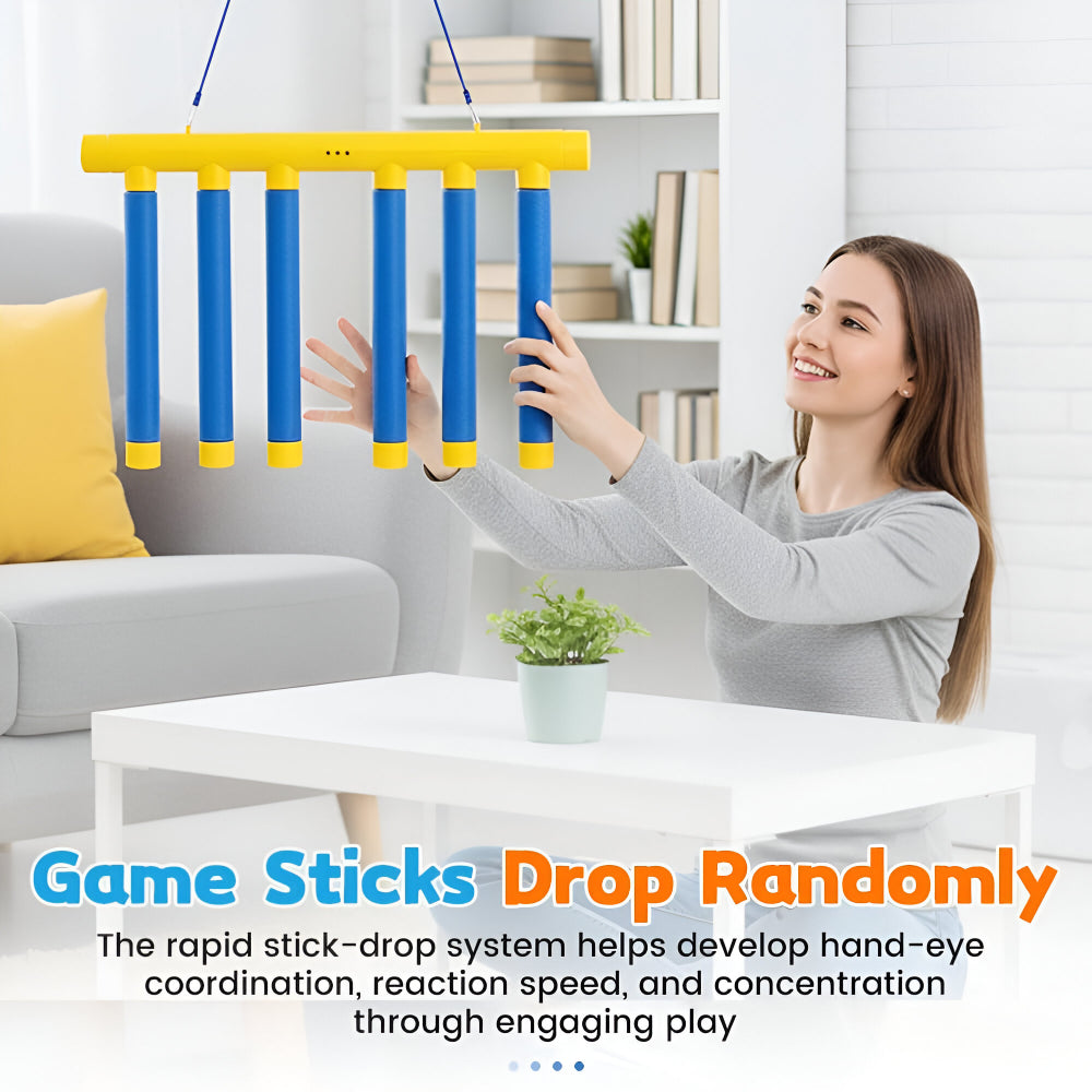 Juego de reflejos para niños con palos caídos y entrenador de reacción