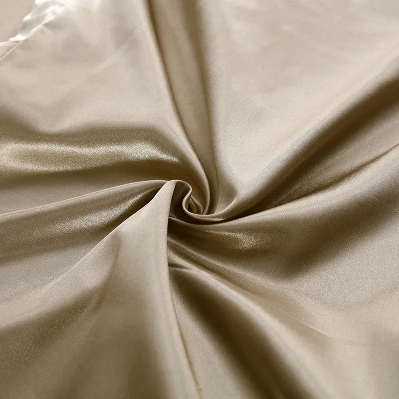 Juego de ropa de cama de satén de seda de lujo