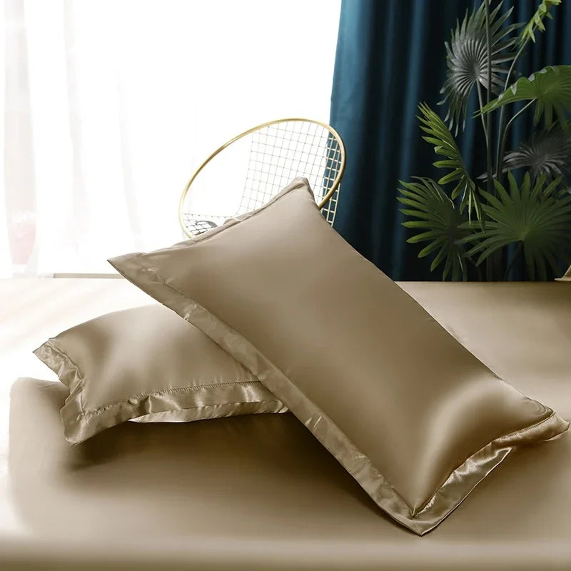 Juego de ropa de cama de satén de seda de lujo