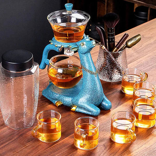 Juego de té magnético de cristal unisex para rituales de infusión modernos