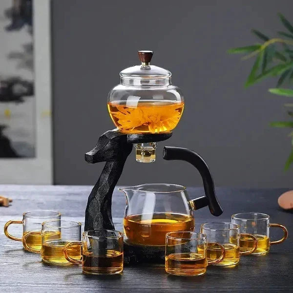 Juego de té magnético de cristal unisex para rituales de infusión modernos