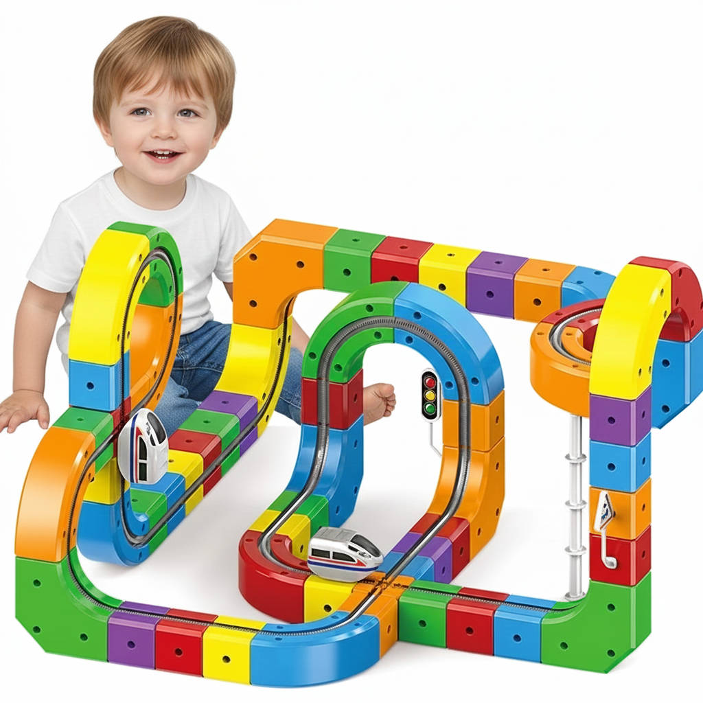 Juguete de tren magnético con pista modular