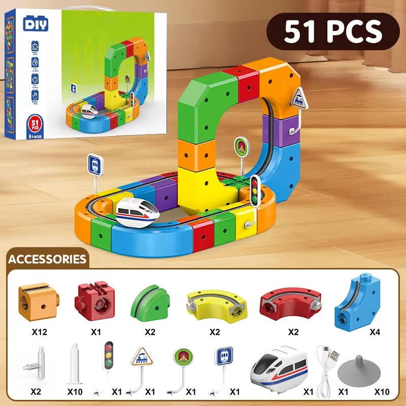 Juguete de tren magnético con pista modular